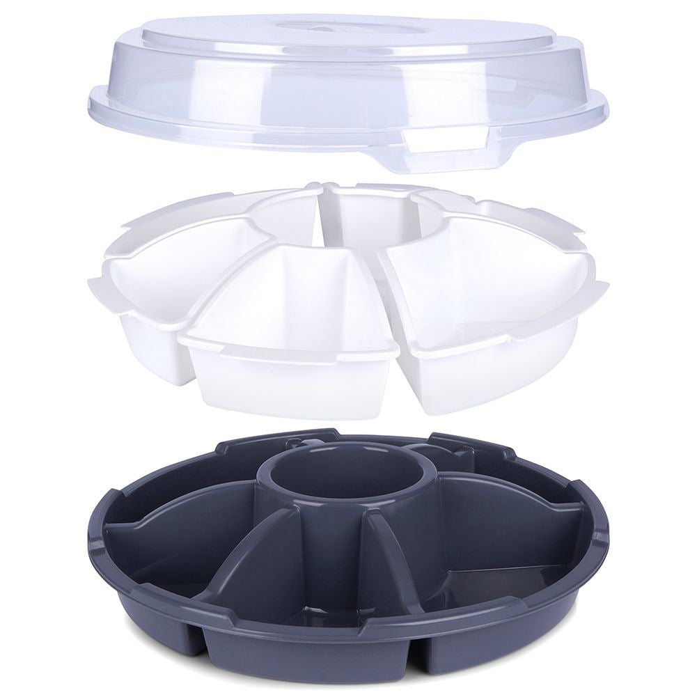 Serving dish with lid and removable inserts for snacks