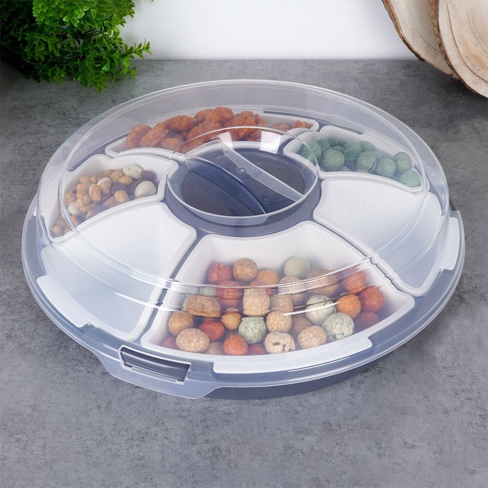 Serving dish with lid and removable inserts for snacks
