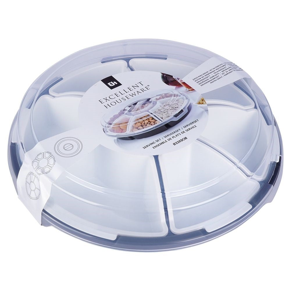 Serving dish with lid and removable inserts for snacks