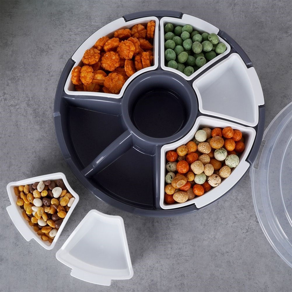 Serving dish with lid and removable inserts for snacks