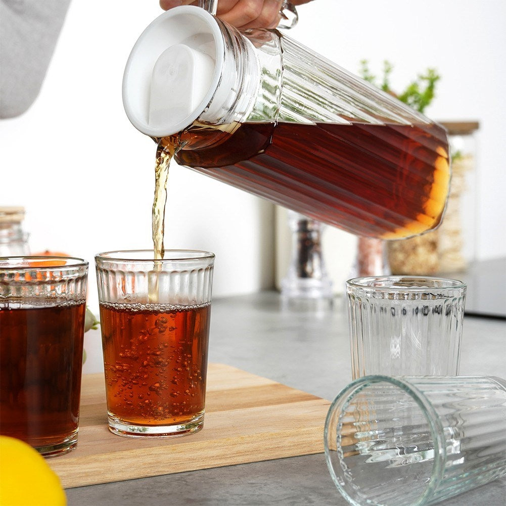 Serving set: 4 glasses & jug with lid, dishwasher safe