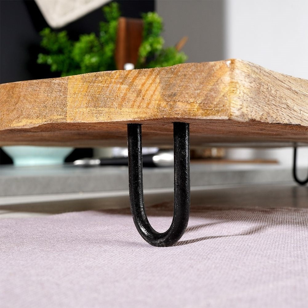 Serving tray in mango wood with sturdy metal legs