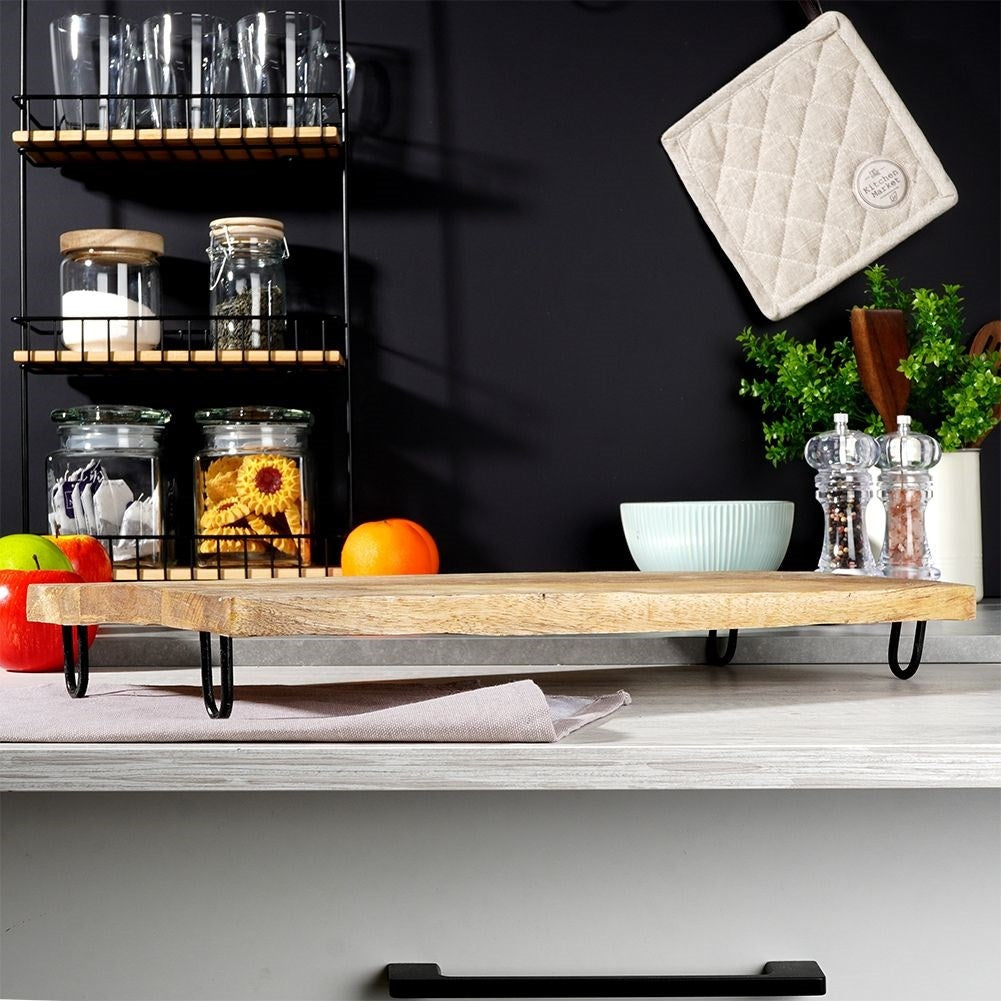 Serving tray in mango wood with sturdy metal legs