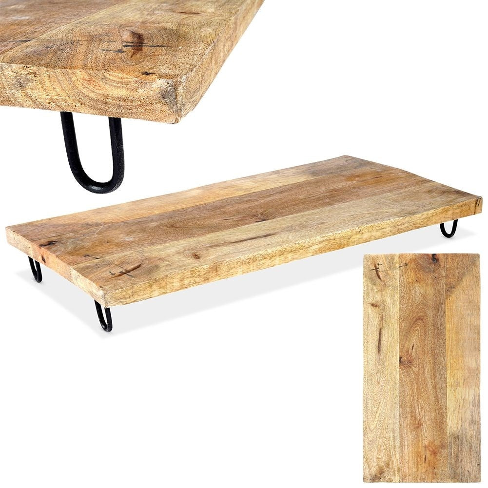 Serving tray in mango wood with sturdy metal legs