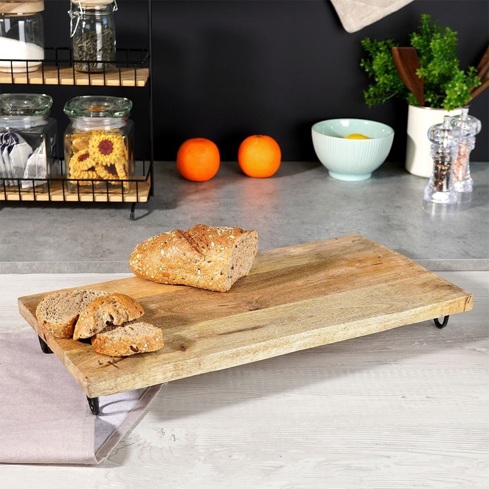 Serving tray in mango wood with sturdy metal legs