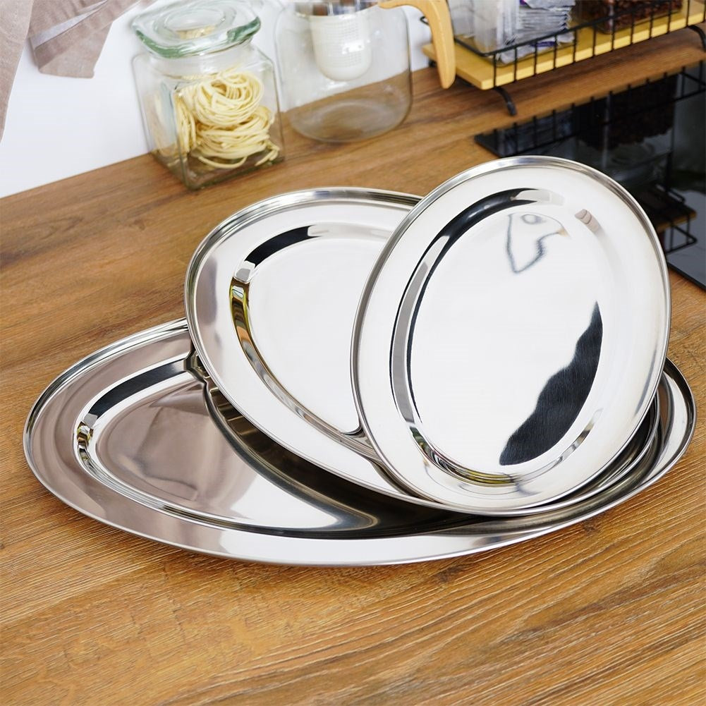 Serving trays in stainless steel - 3 sizes