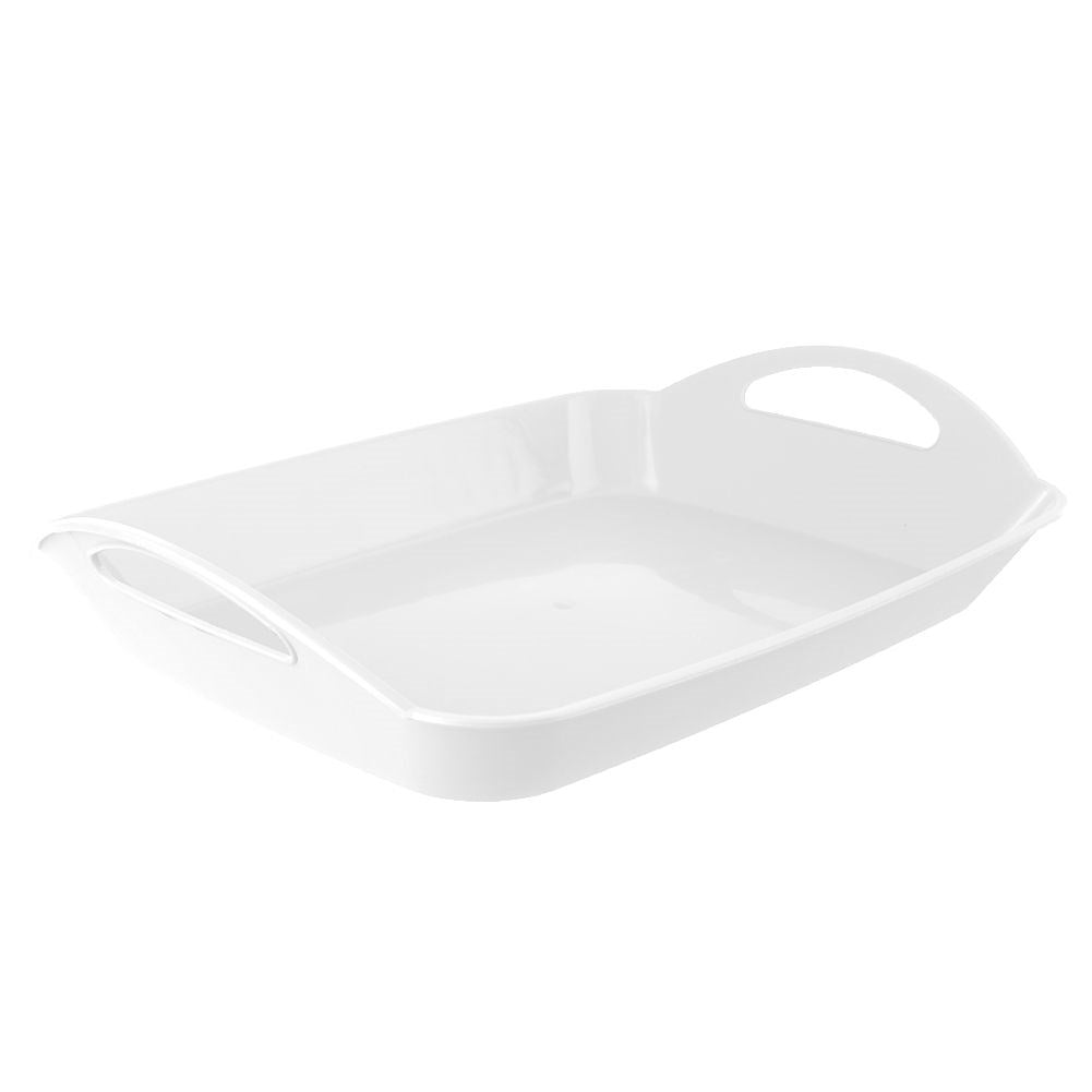 Serving tray white with handles 43.5x31.5x9 cm