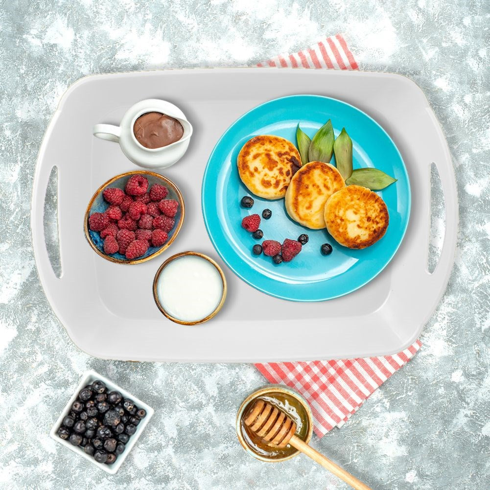 Serving tray white with handles 43.5x31.5x9 cm