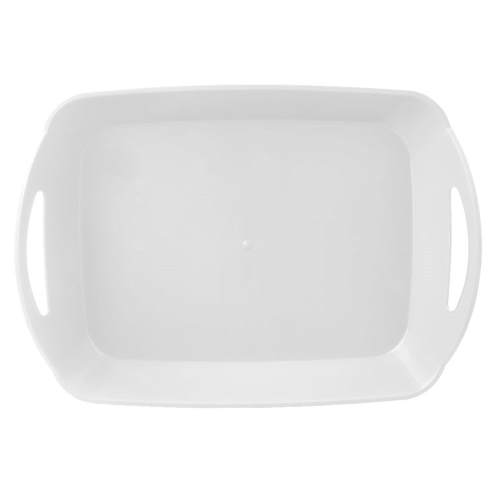 Serving tray white with handles 43.5x31.5x9 cm