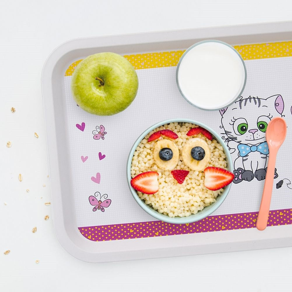 Serving tray with cat motif for children - durable materials