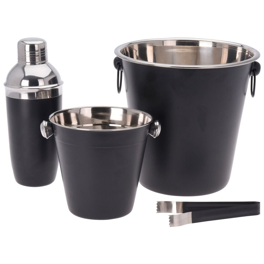 Set for cocktails and drinks in stainless steel, black finish