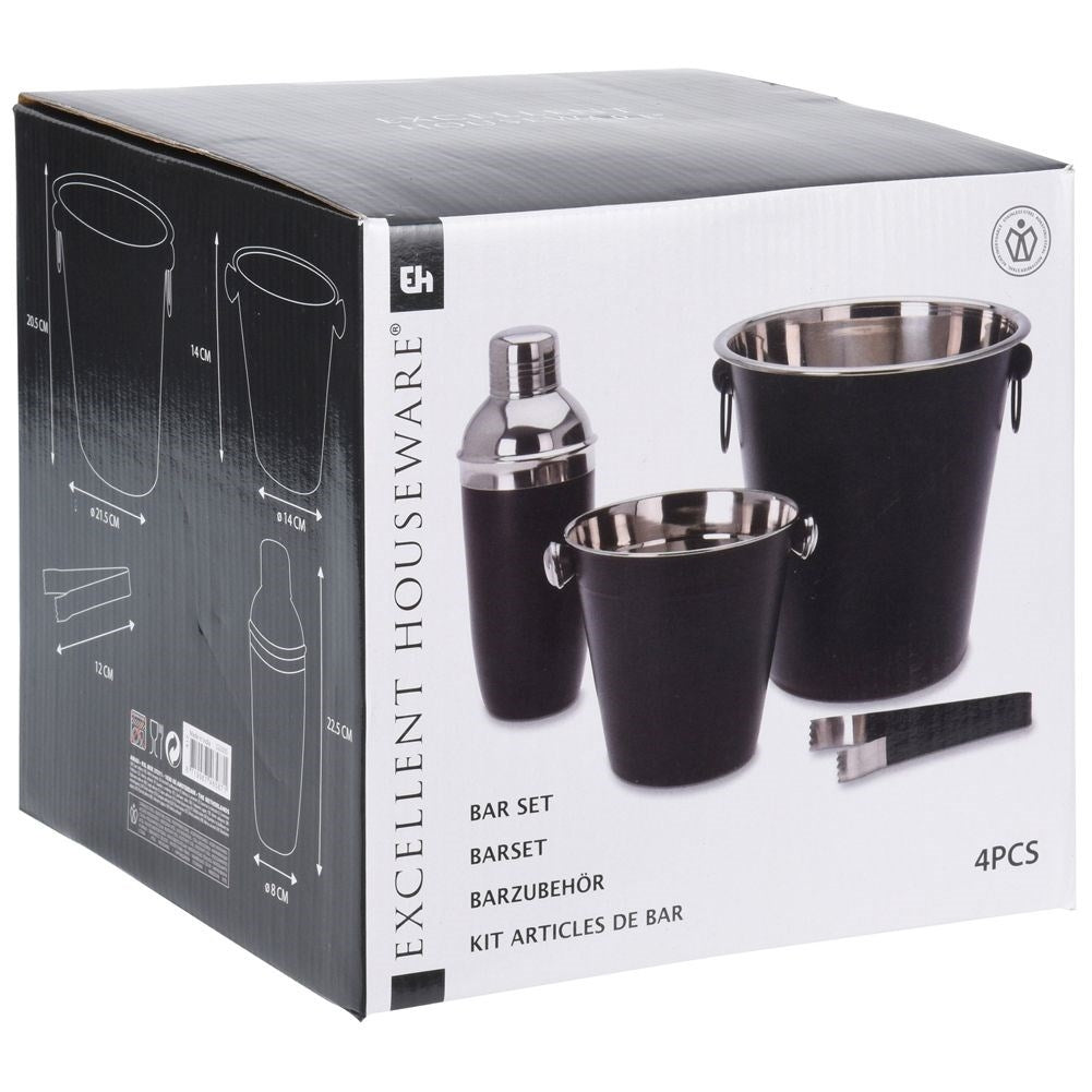 Set for cocktails and drinks in stainless steel, black finish