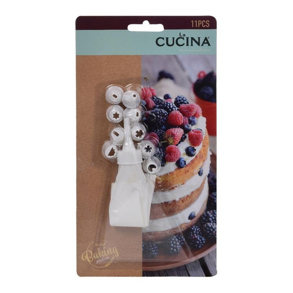 Set for decorating desserts: 10 nozzles, piping bag, adapter