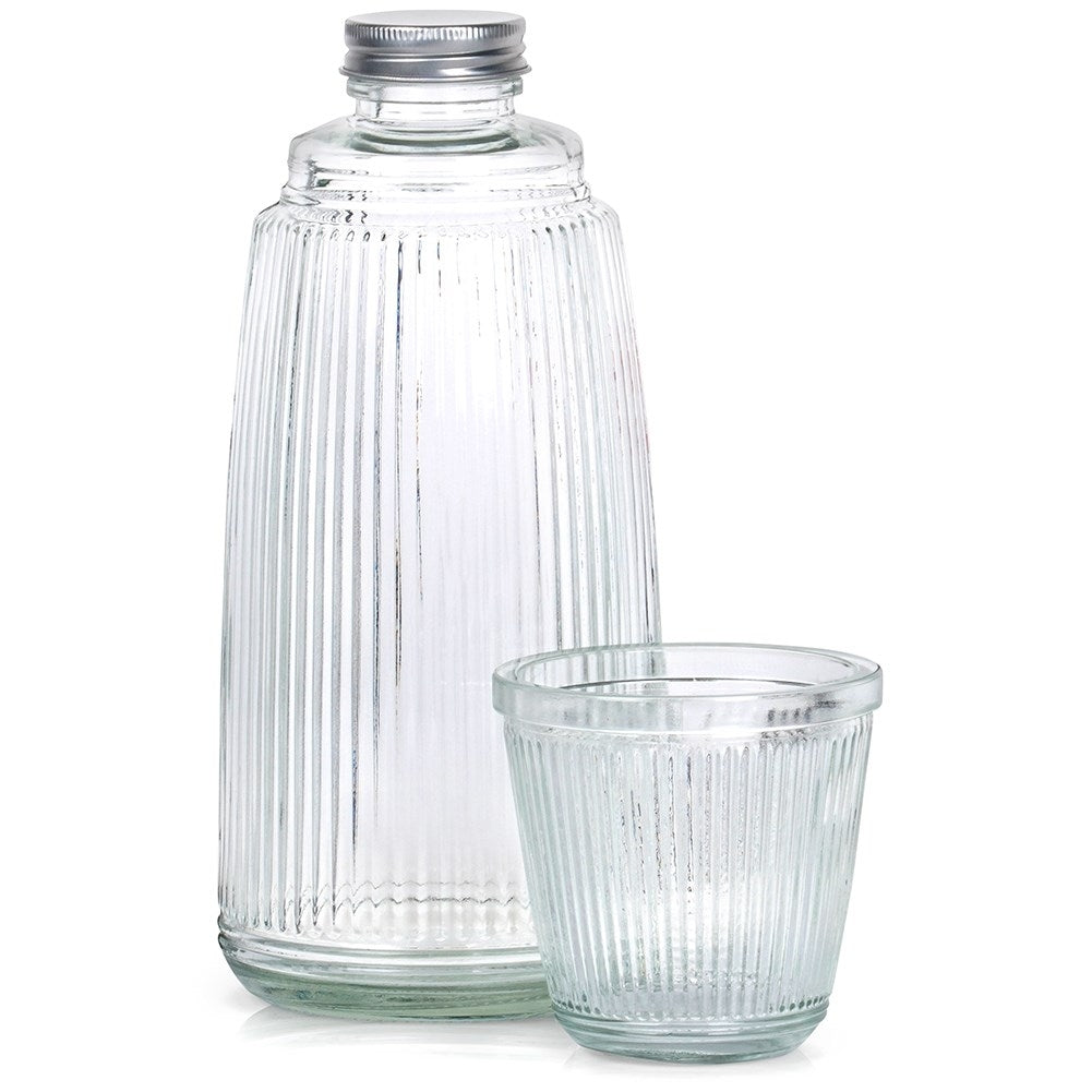 Set for serving: Glass and sealable decanter, thick glass