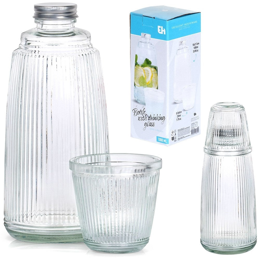 Set for serving: Glass and sealable decanter, thick glass