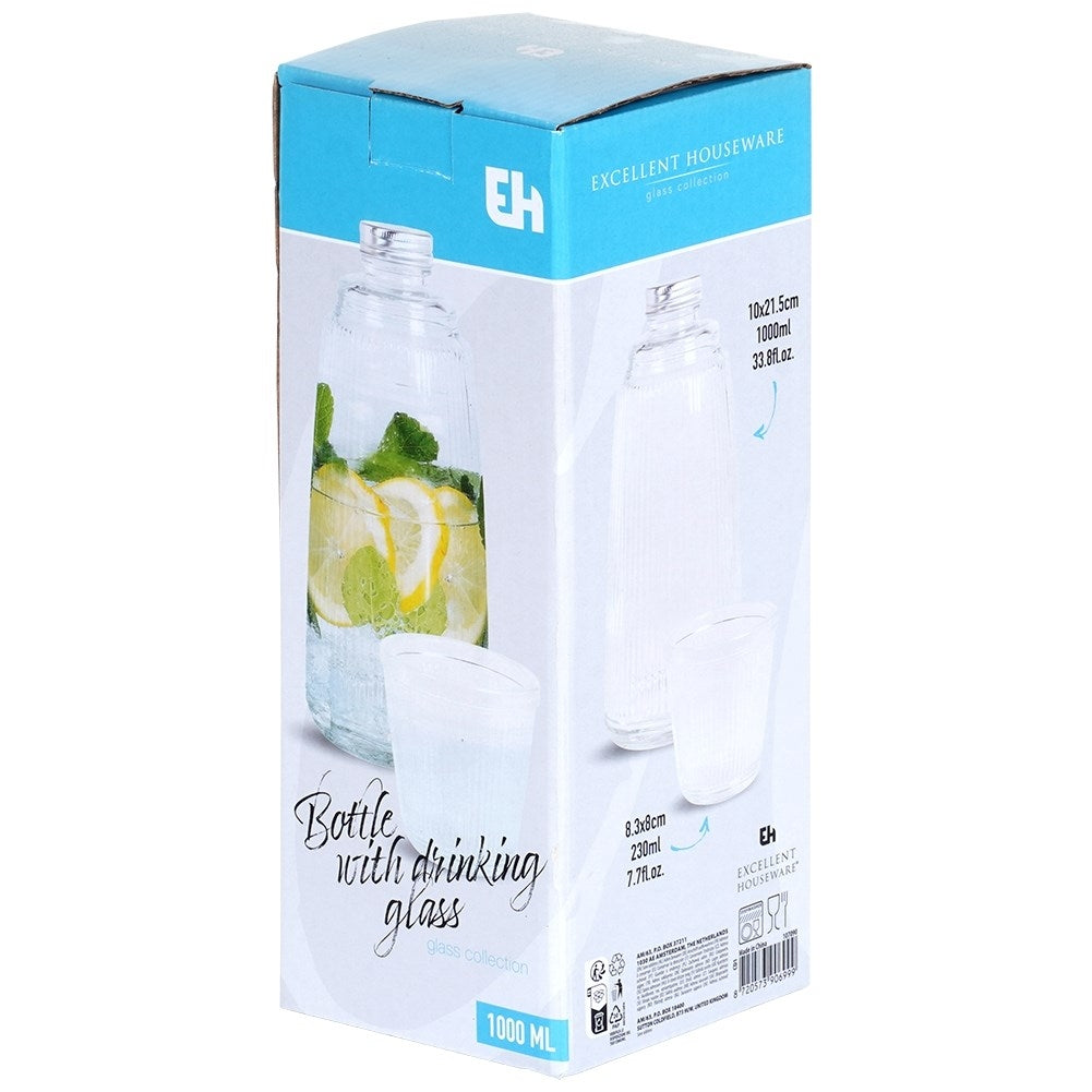 Set for serving: Glass and sealable decanter, thick glass