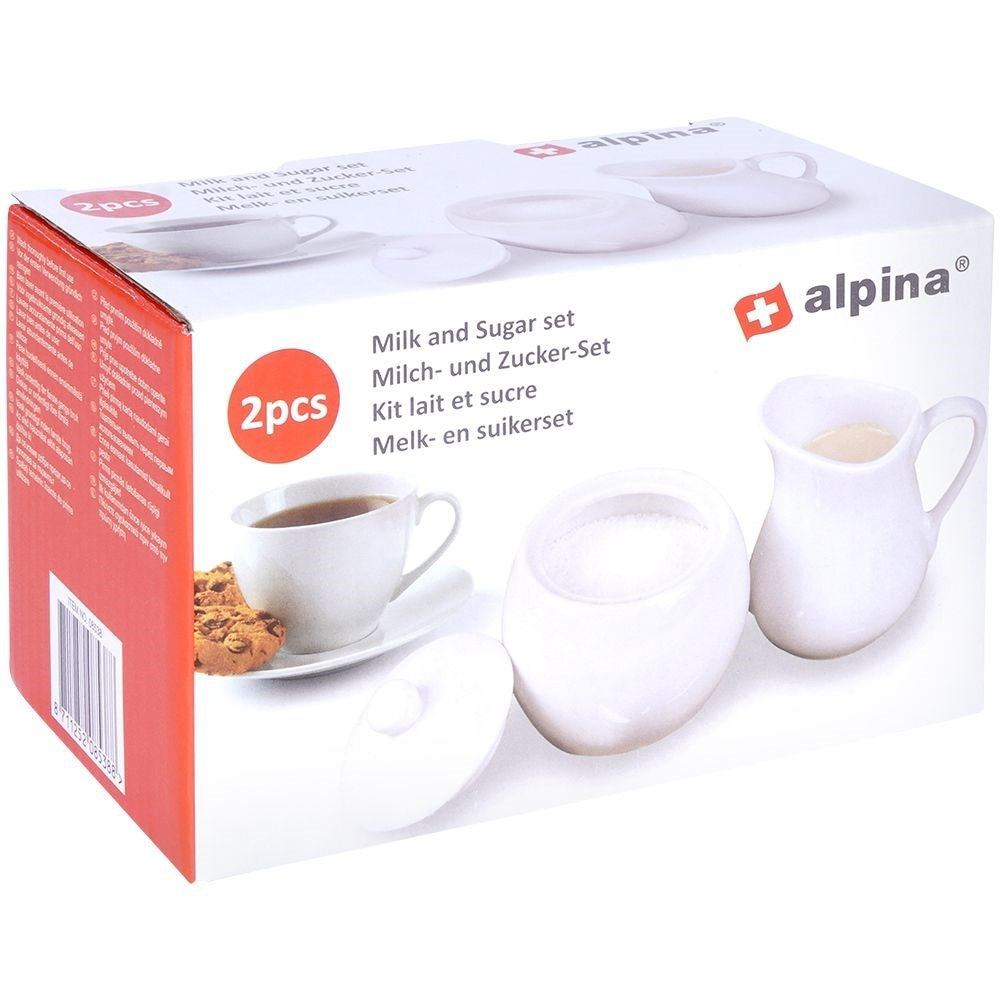 Set for sugar and milk in white porcelain, bowl and jug