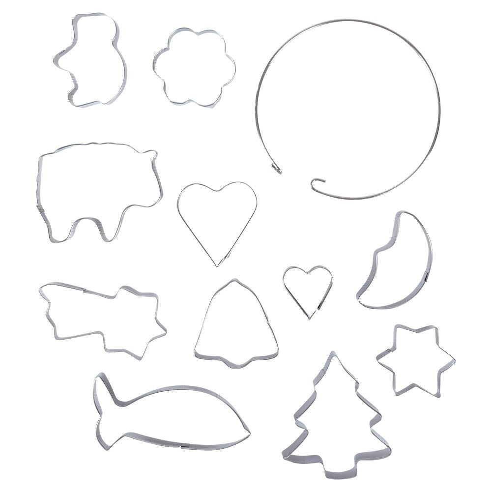 Set of 10 Christmas cookie molds in durable aluminum