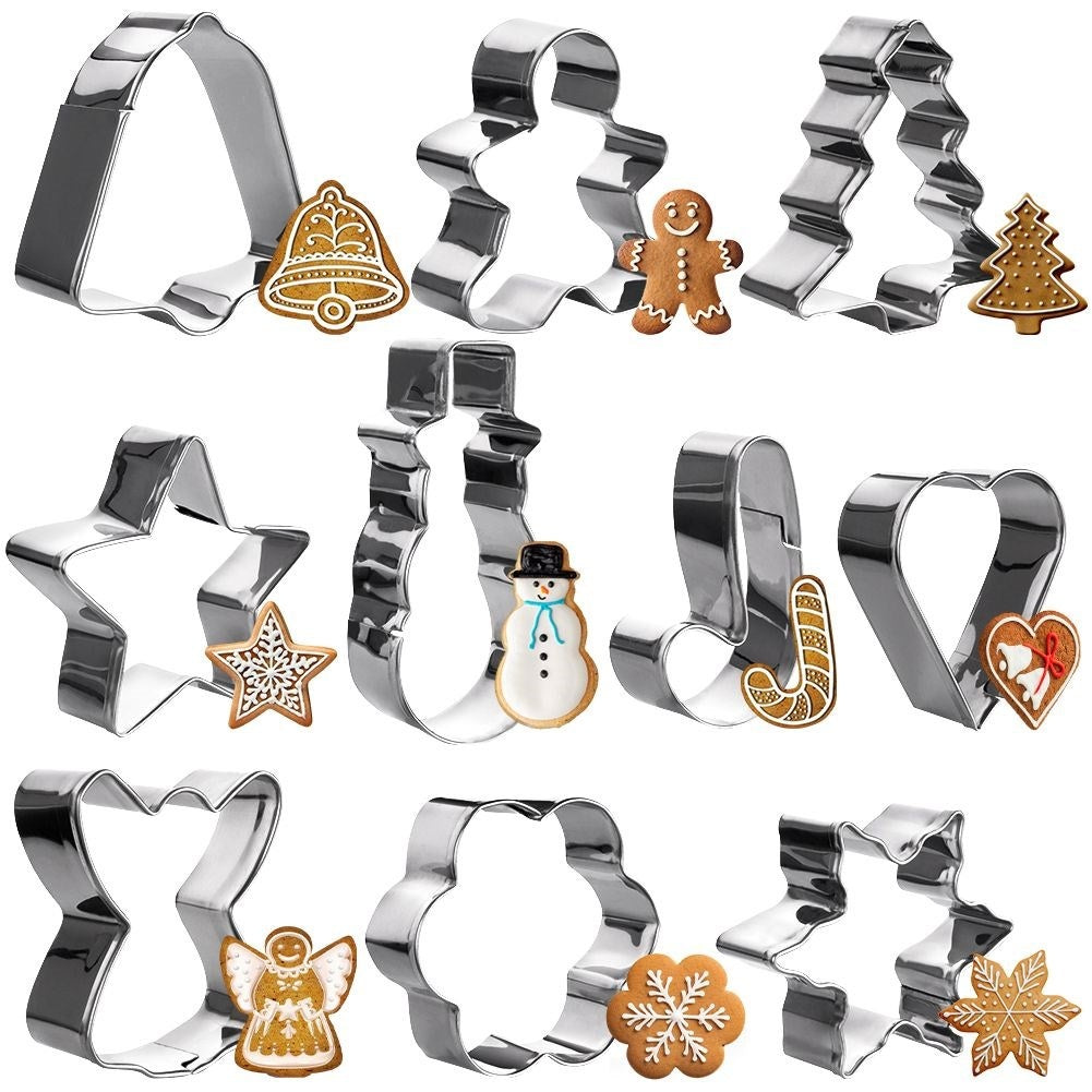 Set of 10 Christmas gingerbread molds in stainless steel