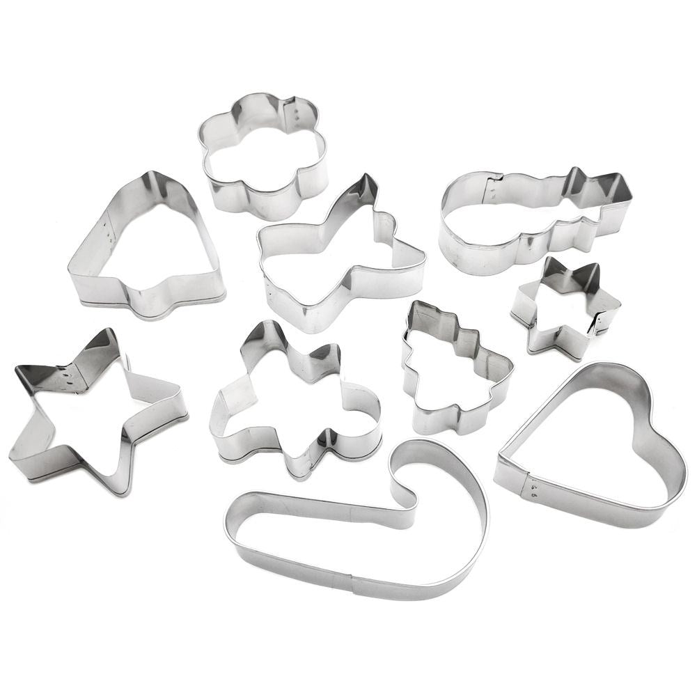 Set of 10 Christmas gingerbread molds in stainless steel