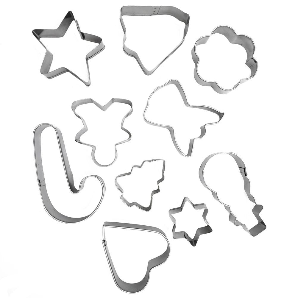 Set of 10 Christmas gingerbread molds in stainless steel