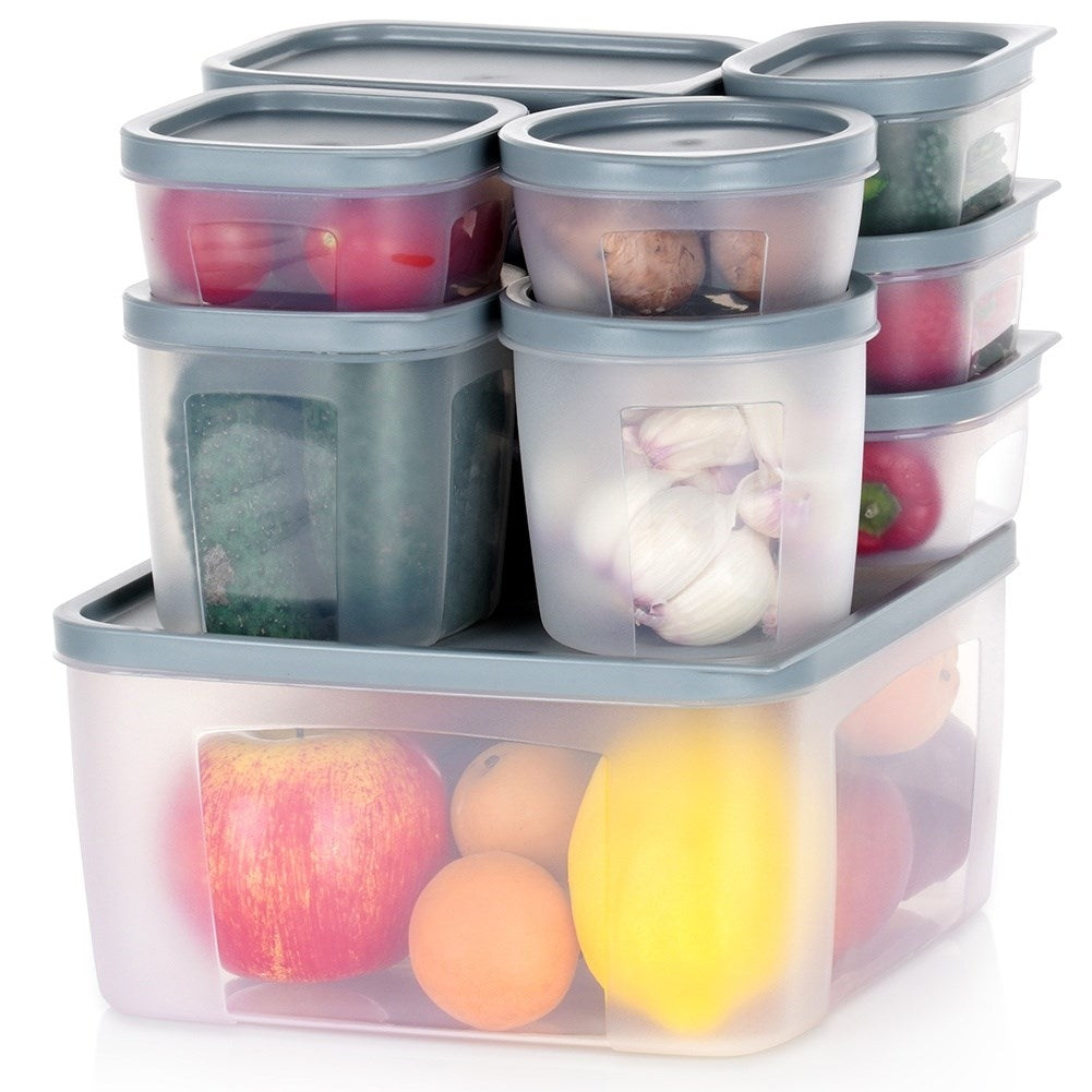 Set of 10 kitchen containers in 8 sizes, dishwasher/freezer safe