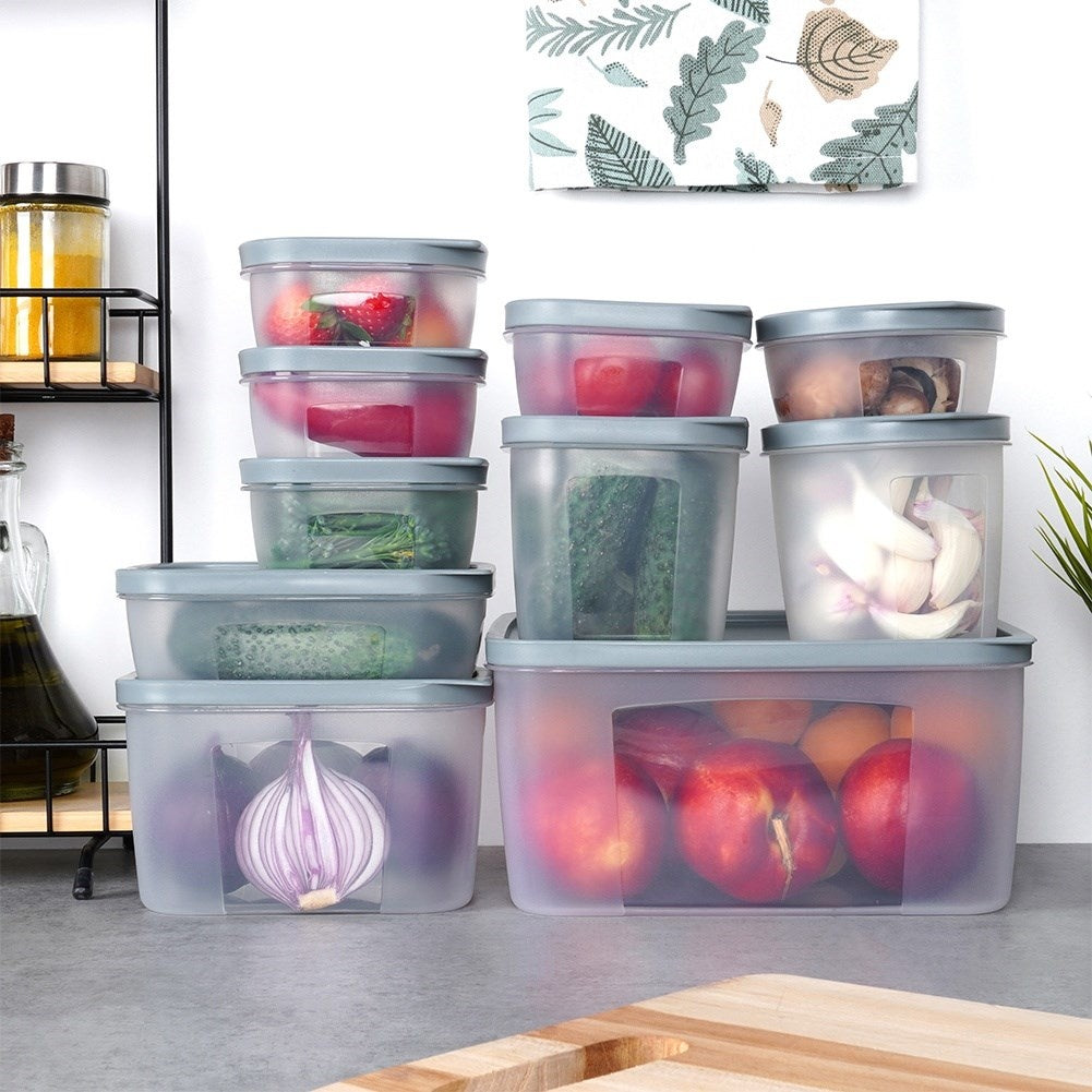 Set of 10 kitchen containers in 8 sizes, dishwasher/freezer safe