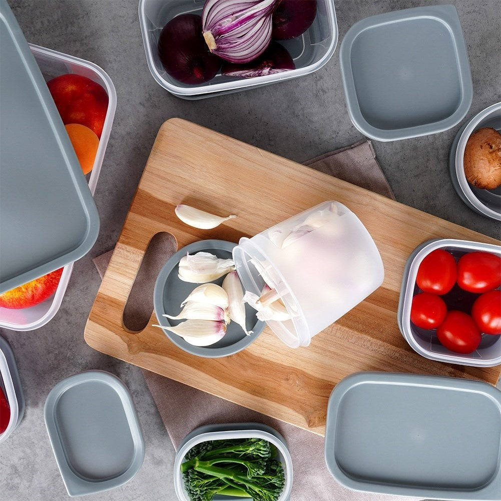 Set of 10 kitchen containers in 8 sizes, dishwasher/freezer safe