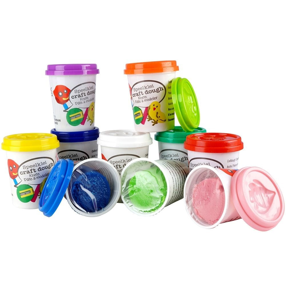Set of 10 large modeling jars in vibrant colors and animal lids
