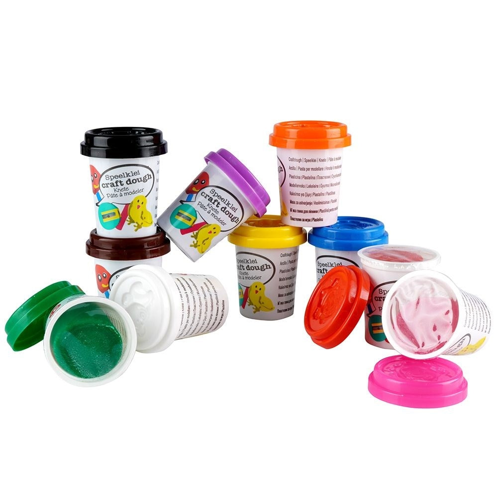 Set of 10 large modeling jars with figure lids in vibrant colors