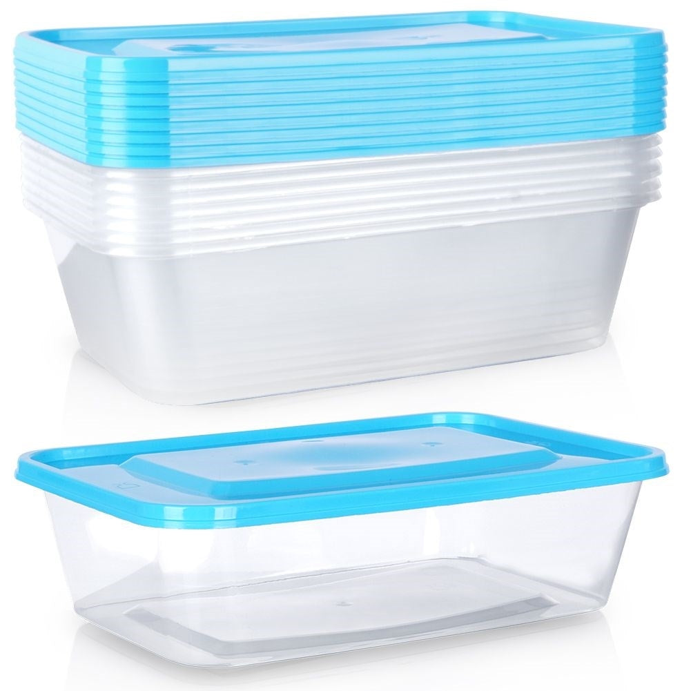 Set of 10 rectangular food boxes, 650 ml, fridge & microwave