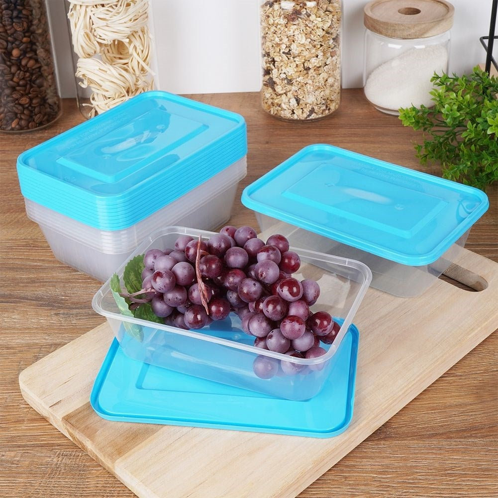 Set of 10 rectangular food boxes, 650 ml, fridge & microwave