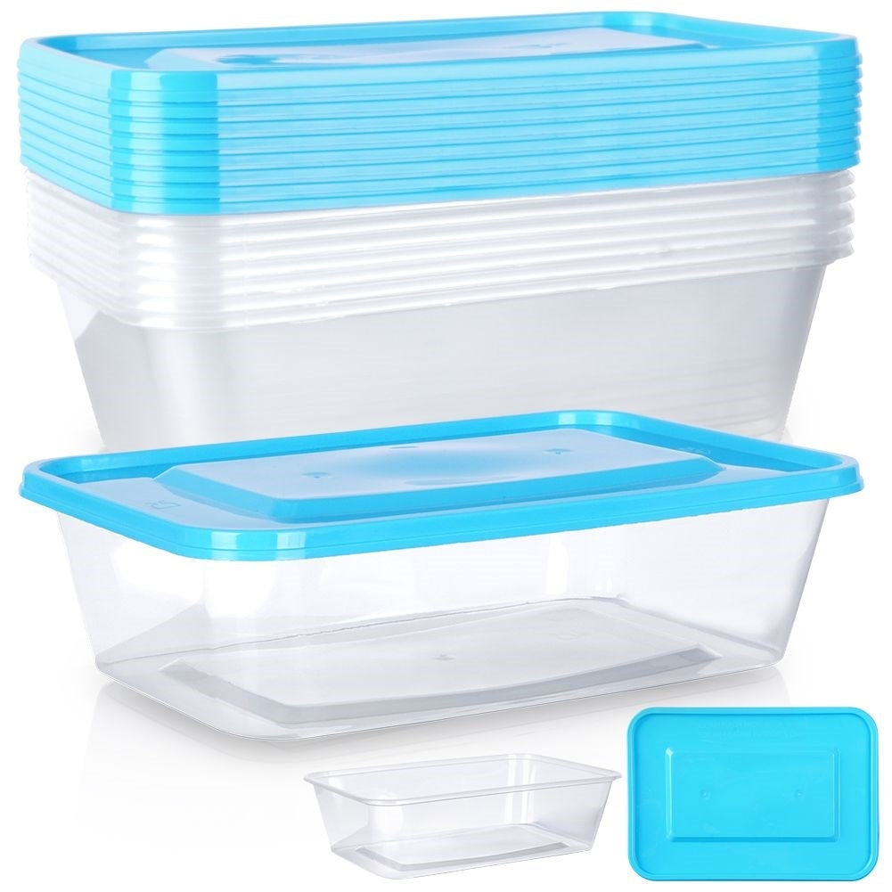 Set of 10 rectangular food boxes, 650 ml, fridge & microwave
