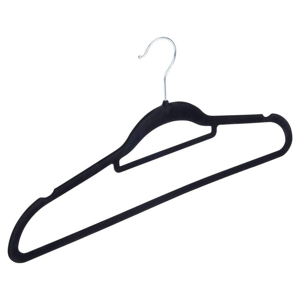 Set of 10 rotating clothes hangers in black velvet
