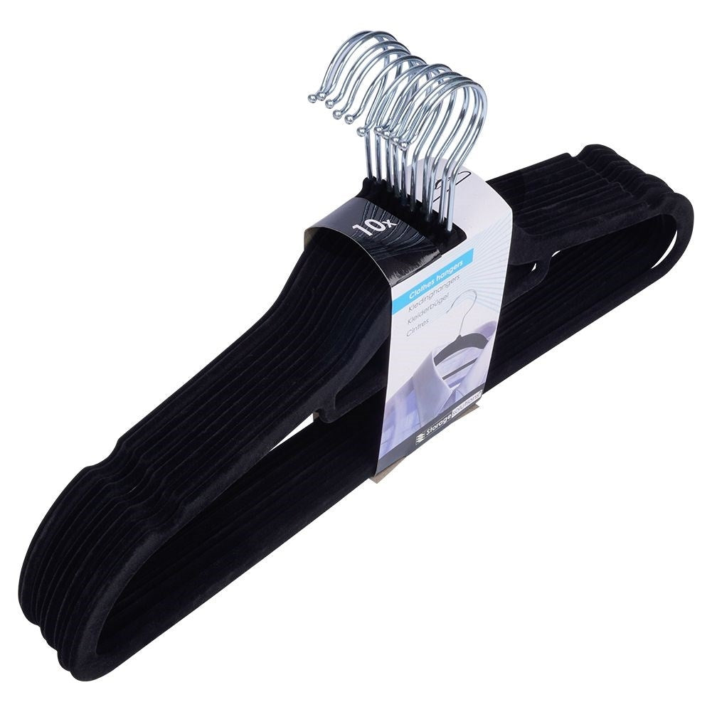Set of 10 rotating clothes hangers in black velvet