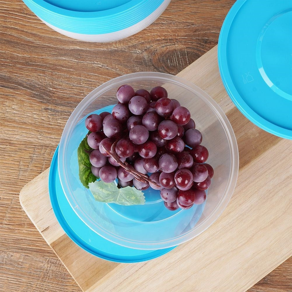 Set of 10 round food boxes, 650 ml, fridge & microwave safe