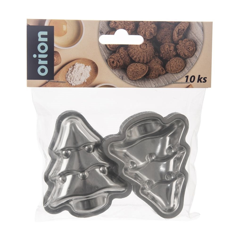 Set of 10 steel cake tins for Christmas tree-shaped cakes