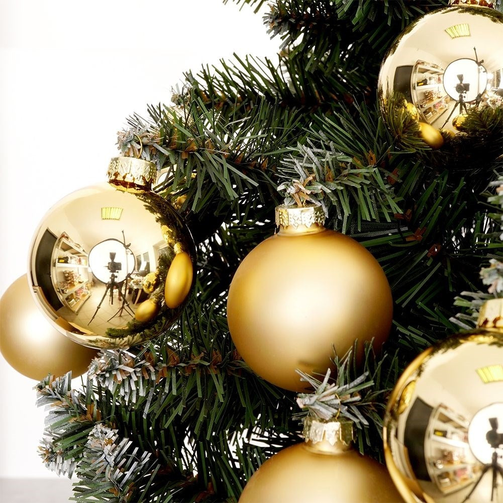 Set of 12 Golden Christmas Tree Balls in Glass, Matt and Shiny