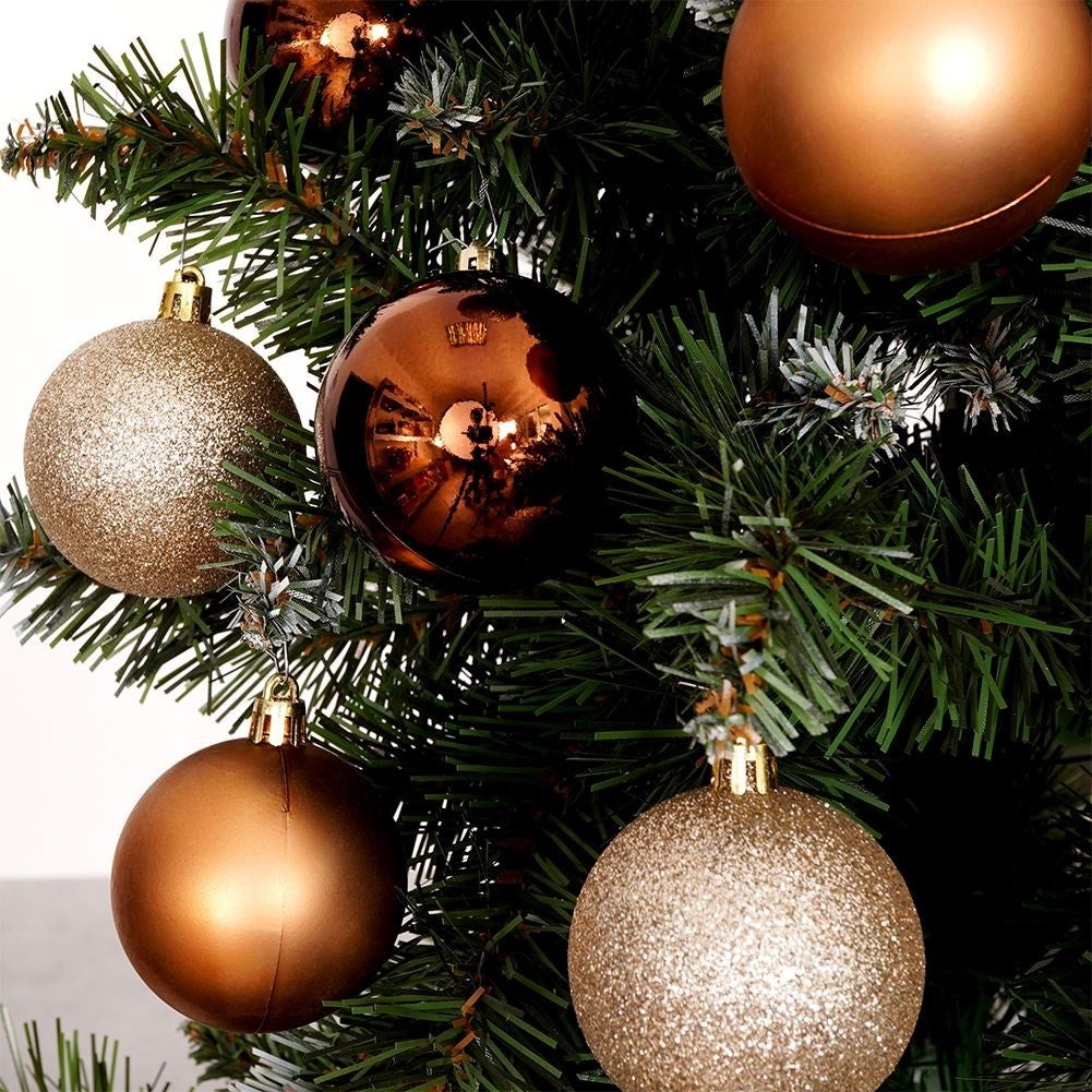 Set of 12 Unbreakable Christmas Baubles in Amber