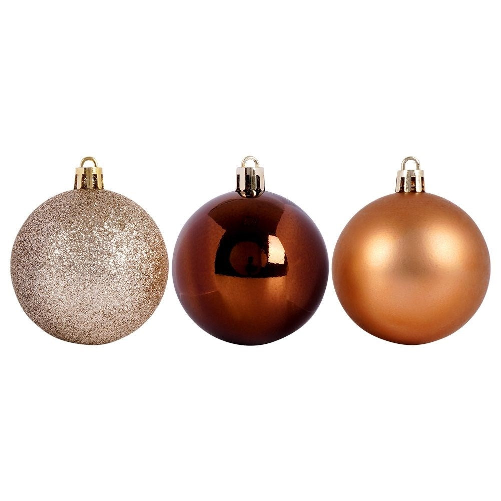 Set of 12 Unbreakable Christmas Baubles in Amber