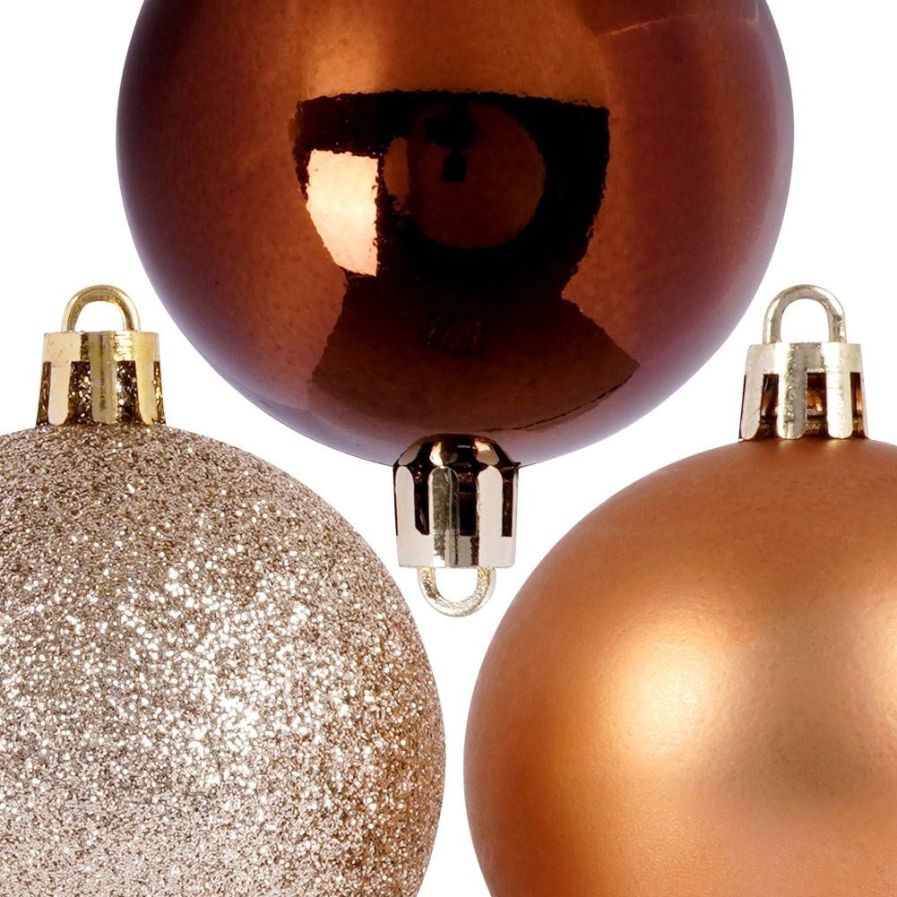 Set of 12 Unbreakable Christmas Baubles in Amber