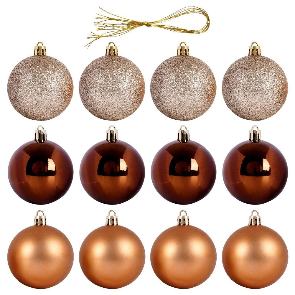 Set of 12 Unbreakable Christmas Baubles in Amber