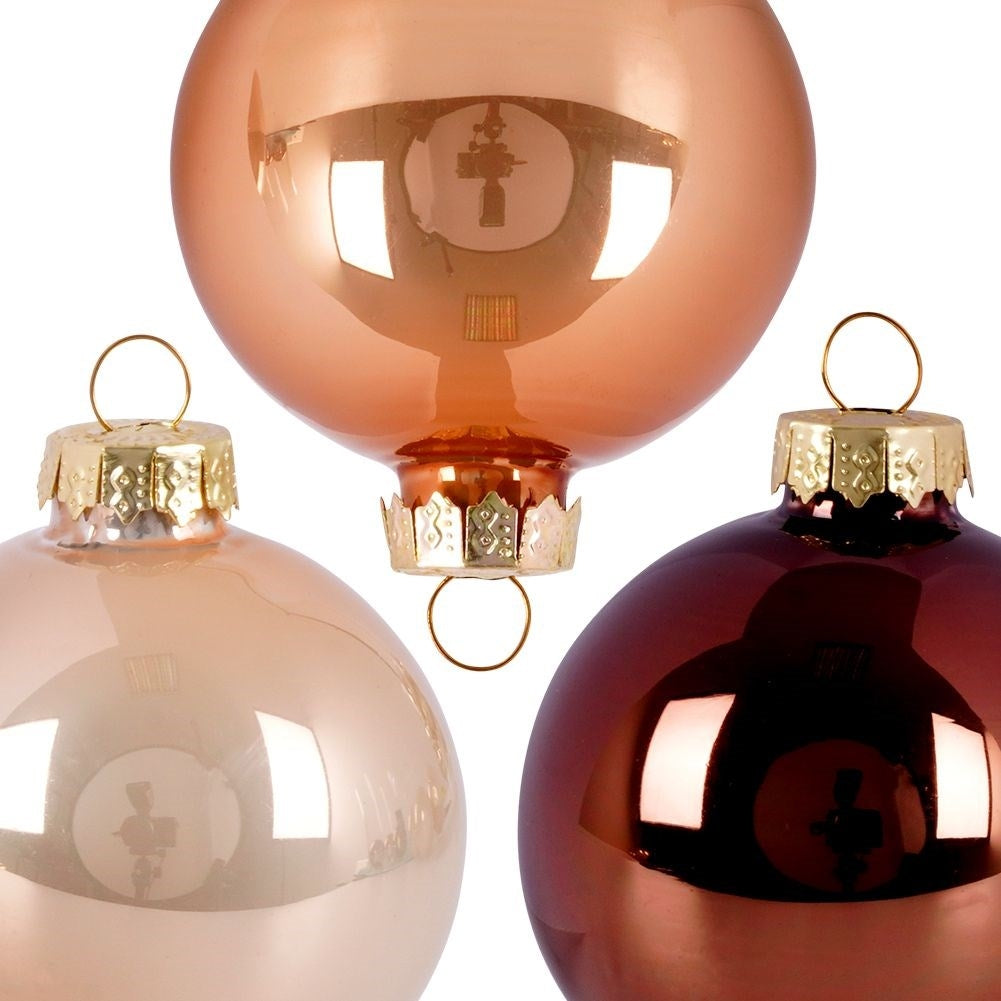 Set of 12 amber glass Christmas tree balls