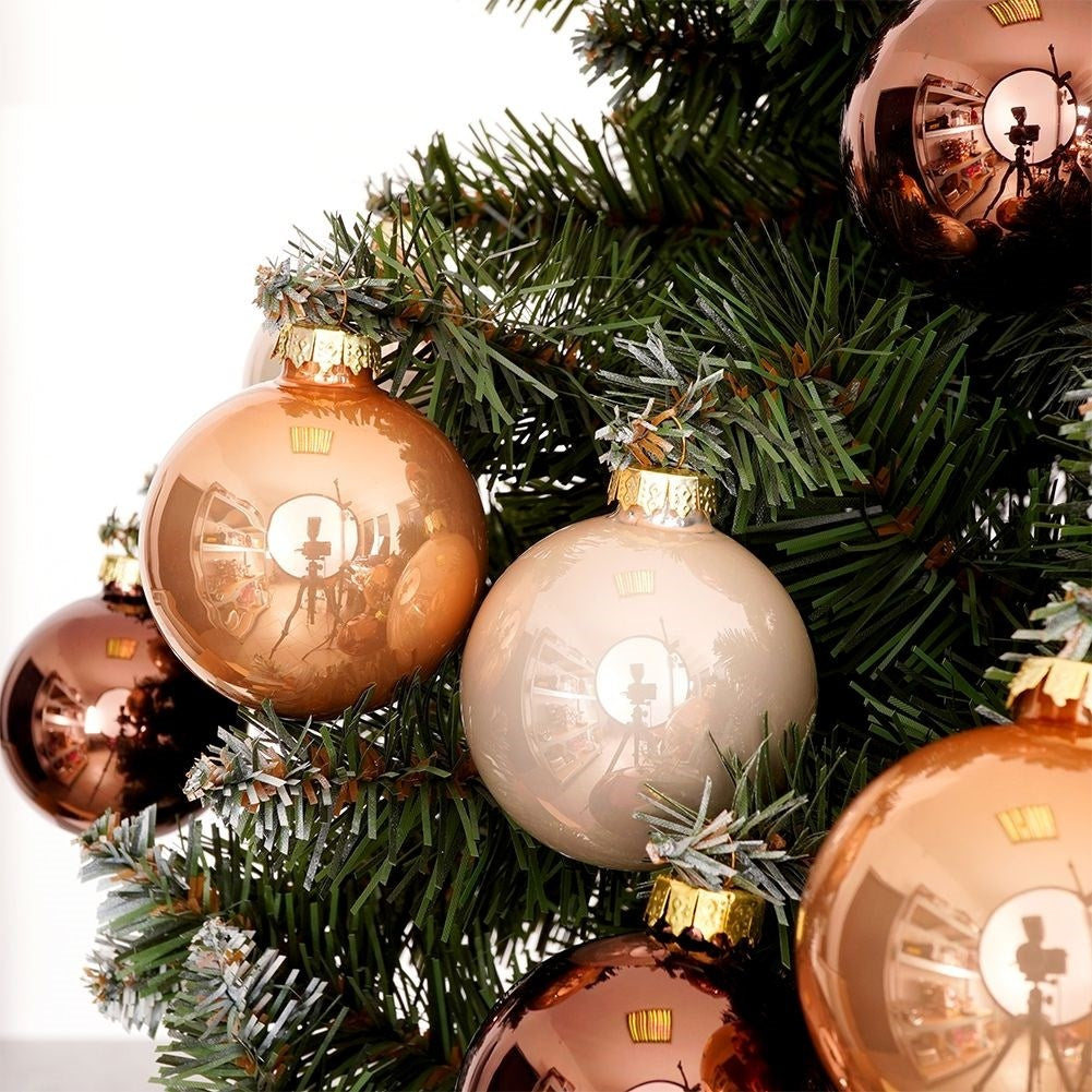 Set of 12 amber glass Christmas tree balls