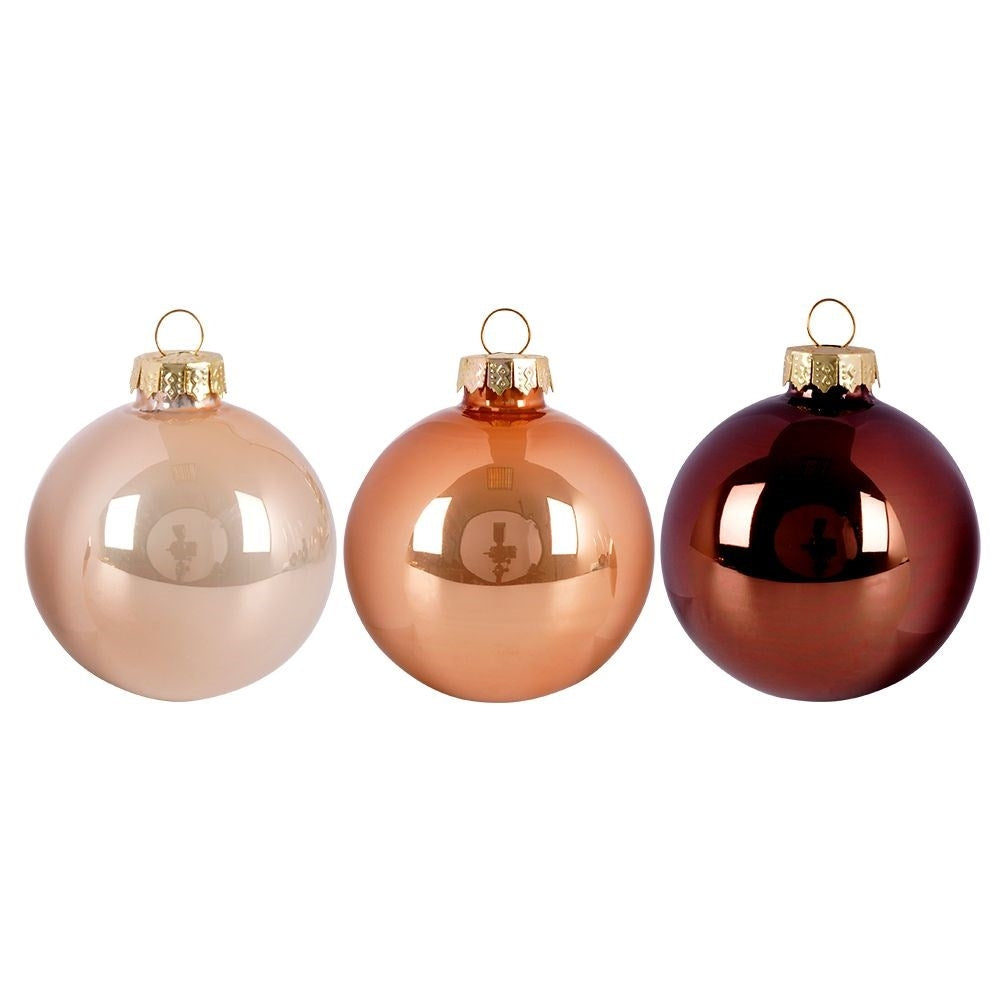 Set of 12 amber glass Christmas tree balls