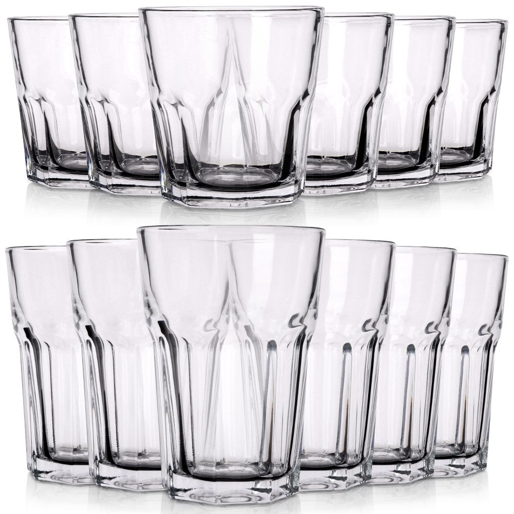 Set of 12 glasses: 6 pcs 230 ml and 6 pcs 330 ml, thick glass