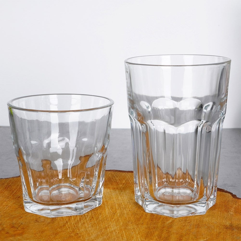 Set of 12 glasses: 6 pcs 230 ml and 6 pcs 330 ml, thick glass