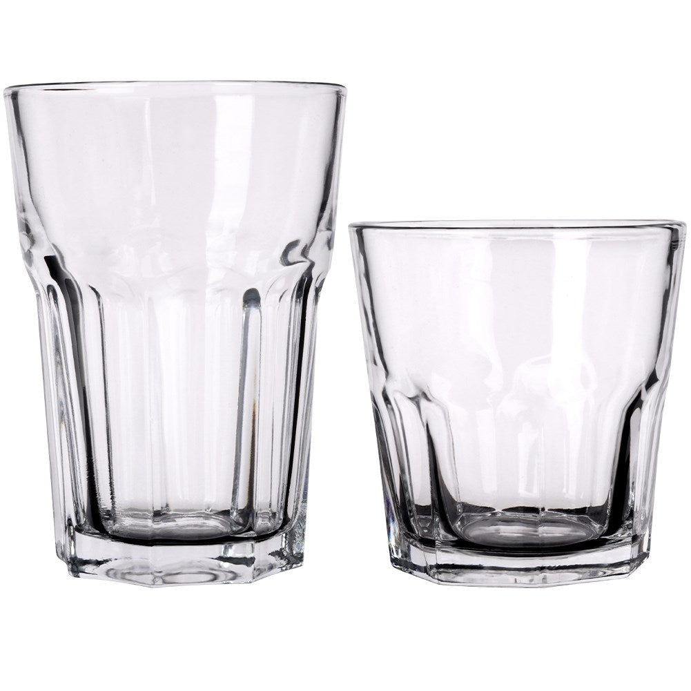 Set of 12 glasses: 6 pcs 230 ml and 6 pcs 330 ml, thick glass