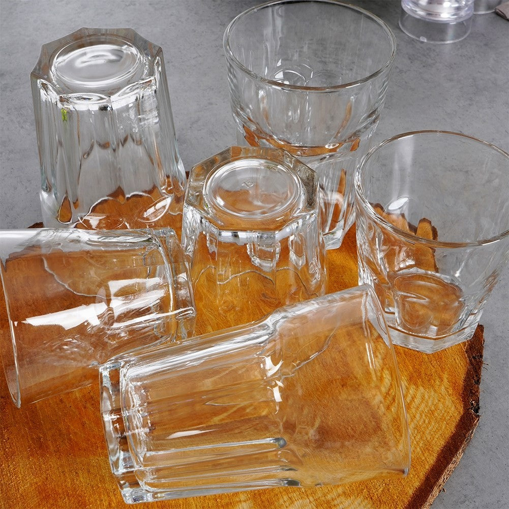 Set of 12 glasses: 6 pcs 230 ml and 6 pcs 330 ml, thick glass