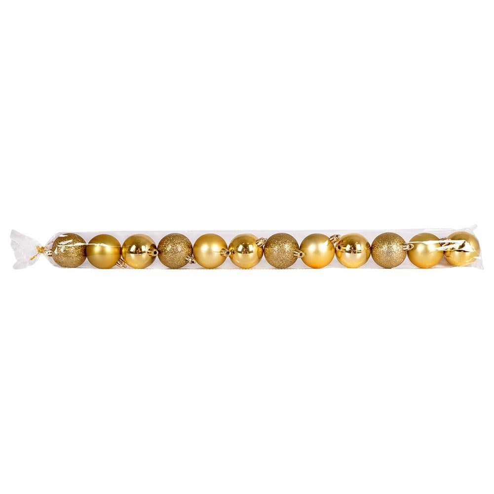 Set of 12 unbreakable Christmas tree balls in gold